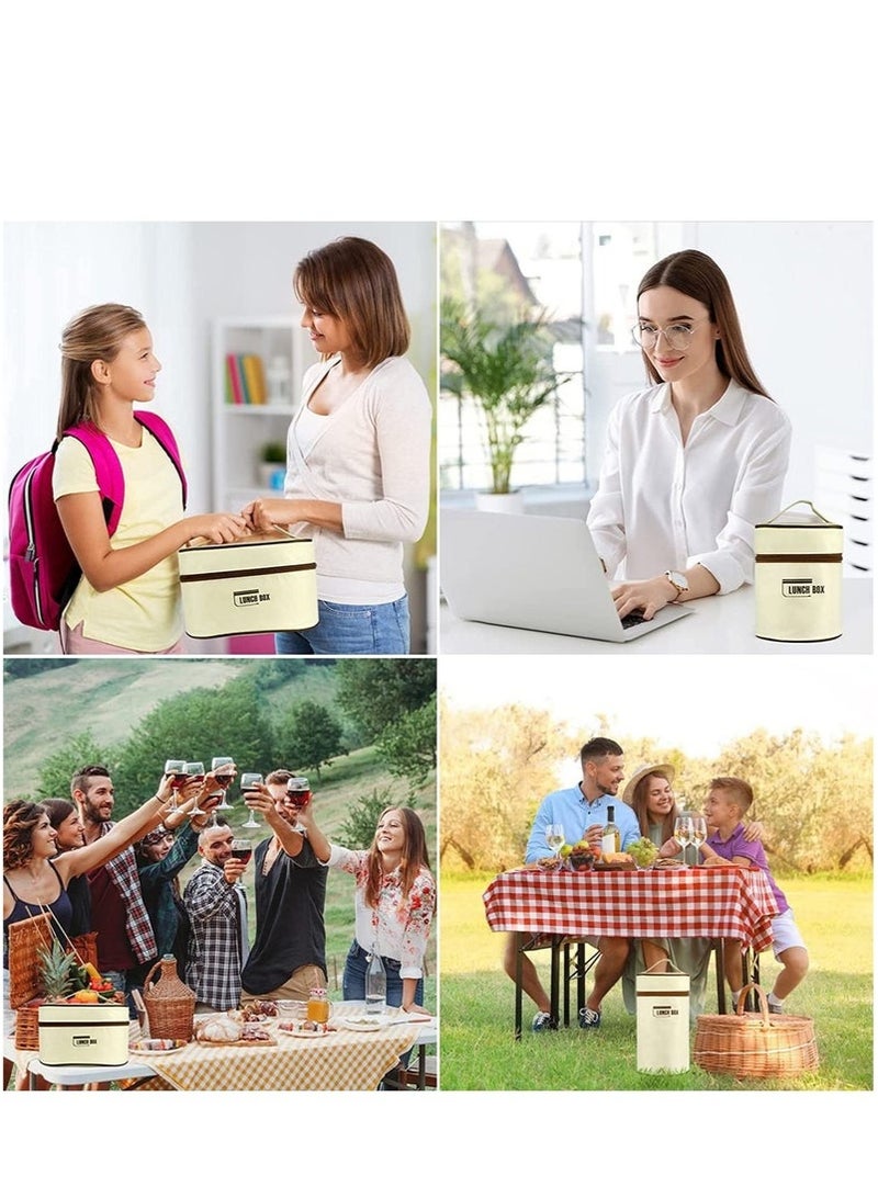 مجموعة صناديق غداء عازلة ذات حزمتين مع كيس غداء (باللون البيجي) - Image 5