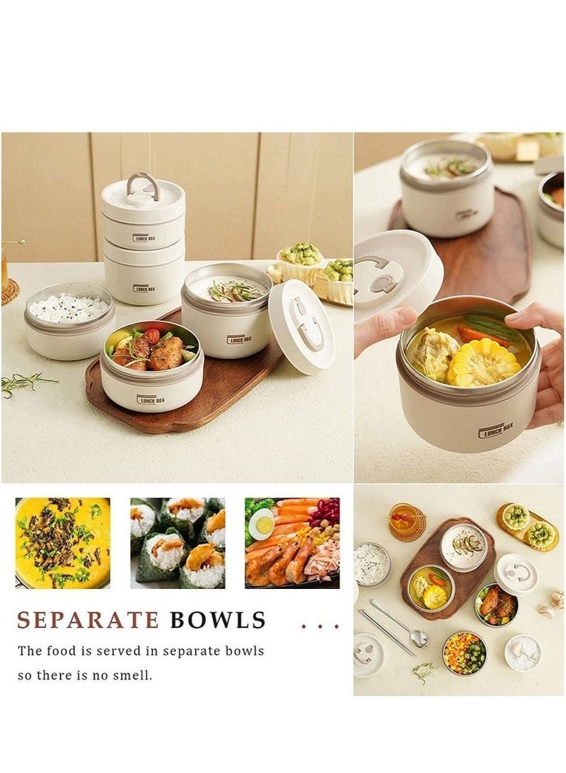 مجموعة صناديق غداء عازلة ذات حزمتين مع كيس غداء (باللون البيجي) - Image 4