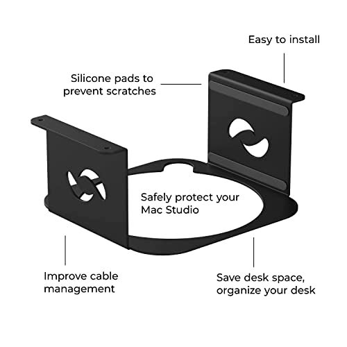 HumanCentric Under Desk Mount Compatible with Mac Studio, Mounting Stand Bracket for M4 M3 M2 M1, Heat Dissipation, Anti-Scratch, Secure or Hide with a Holder Case - Image 3
