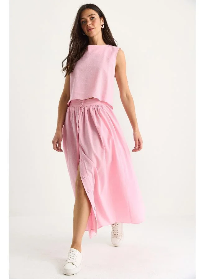 Ginger Button Up Tank Top & Skirt Coord Set