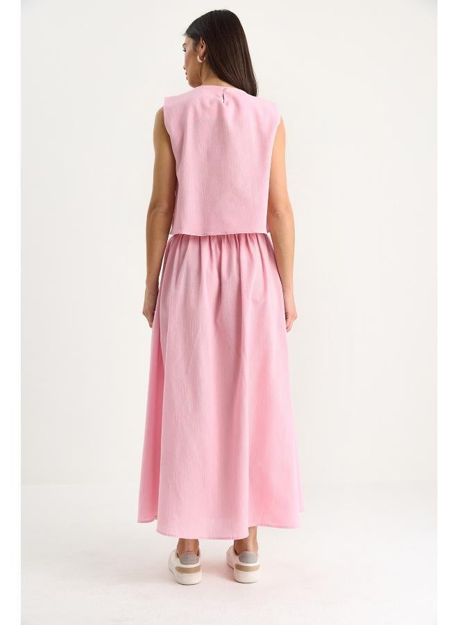 Ginger Button Up Tank Top & Skirt Coord Set - Image 2