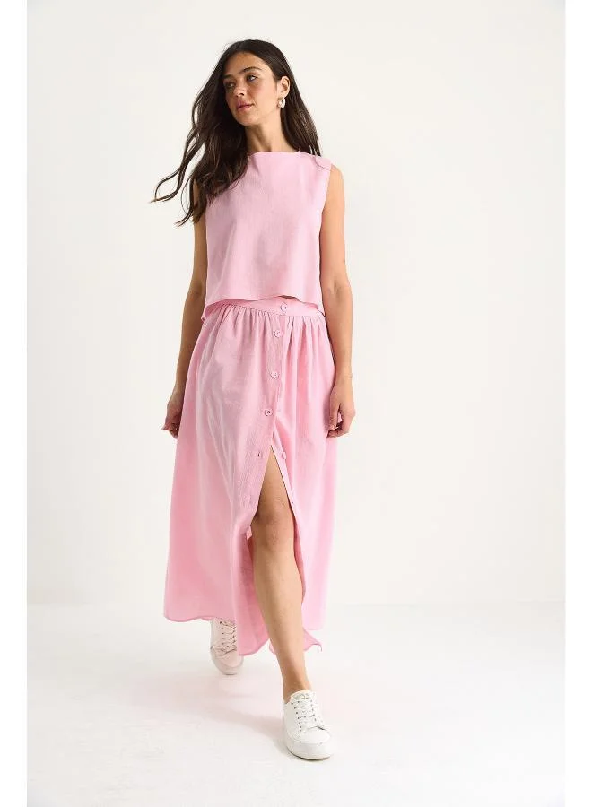 Ginger Button Up Tank Top & Skirt Coord Set