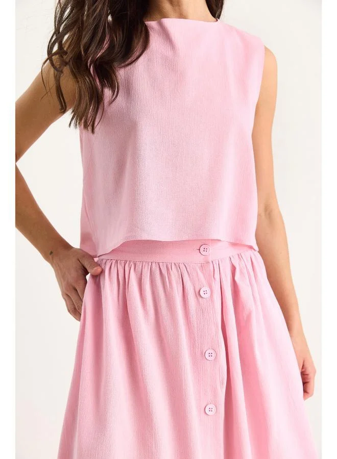 Ginger Button Up Tank Top & Skirt Coord Set