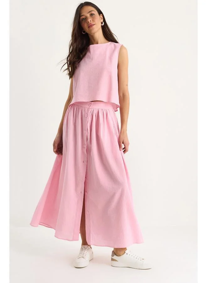 Ginger Button Up Tank Top & Skirt Coord Set