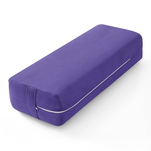 Wellsin Yoga Bolster Pillow for Restorative - Yoga Meditation Pillow with Washable Suede Cover, 27"X10" X5.5", Purple - Image 1