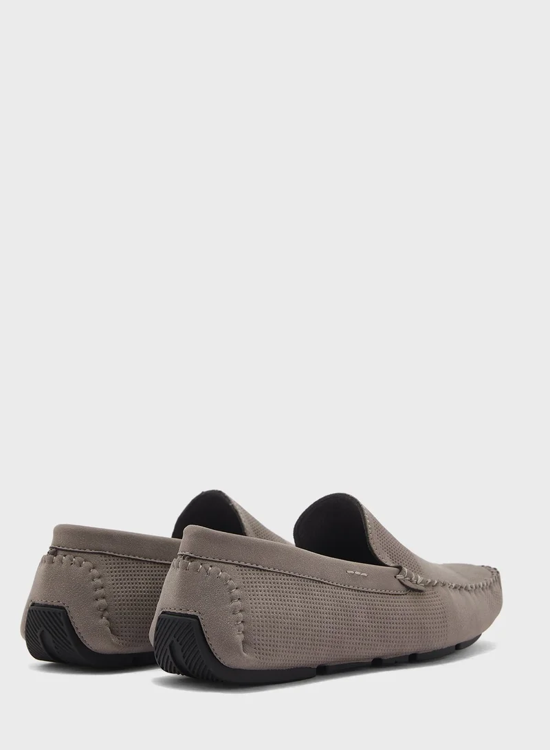 Robert Wood Perforated Suede Loafers