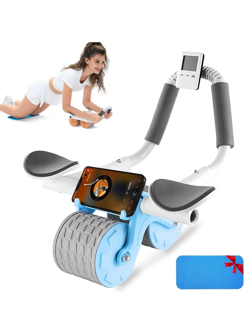 Tiokkss Automatic Rebound Ab Abdominal Exercise Roller Wheel, With Elbow Support And Timer, Abs Roller Wheel Core Exercise Equipment, For Men Women (Blue)  - Image 1