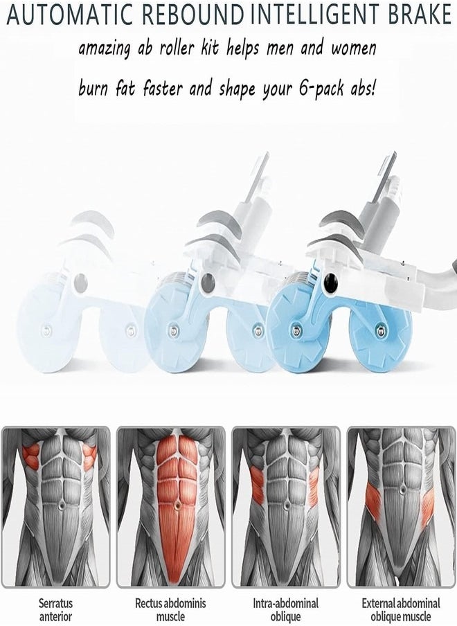 Tiokkss Automatic Rebound Ab Abdominal Exercise Roller Wheel, With Elbow Support And Timer, Abs Roller Wheel Core Exercise Equipment, For Men Women (Blue)  - Image 4