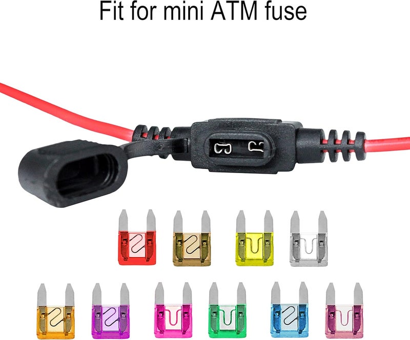 VANTRONIK Waterproof Mini Inline Fuse Holder with 16 Gauge AWG Wire 12 Inches Long, Fit for ATM Blade Small Fuse in Vehicle/Boat/RV/Tractor, 10 Pack - Image 3