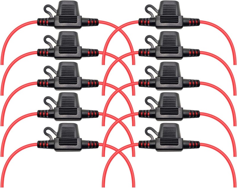 VANTRONIK Waterproof Mini Inline Fuse Holder with 16 Gauge AWG Wire 12 Inches Long, Fit for ATM Blade Small Fuse in Vehicle/Boat/RV/Tractor, 10 Pack - Image 1