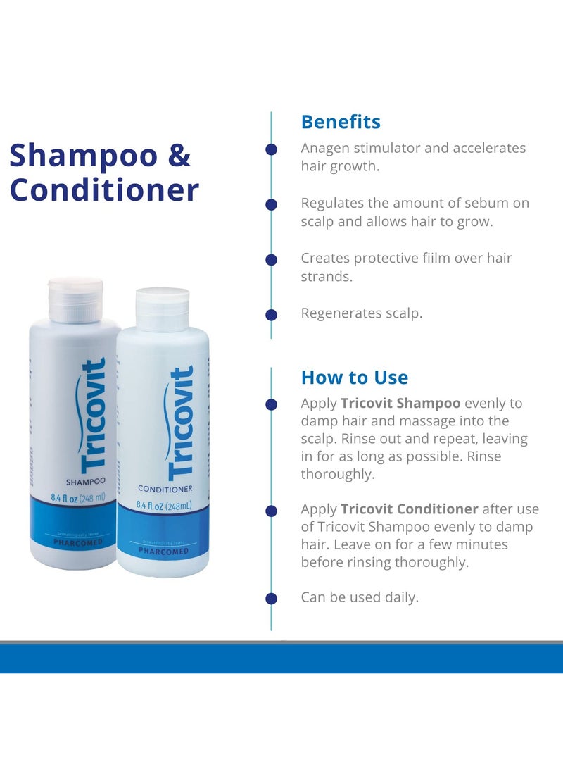 TricoVit - Tricovit Shampoo - Routine Hair Growth Shampoo For Thinning Hair - Promotes Stronger and Thicker Hair With Natural Active Ingredients - 8.4 oz - Image 1