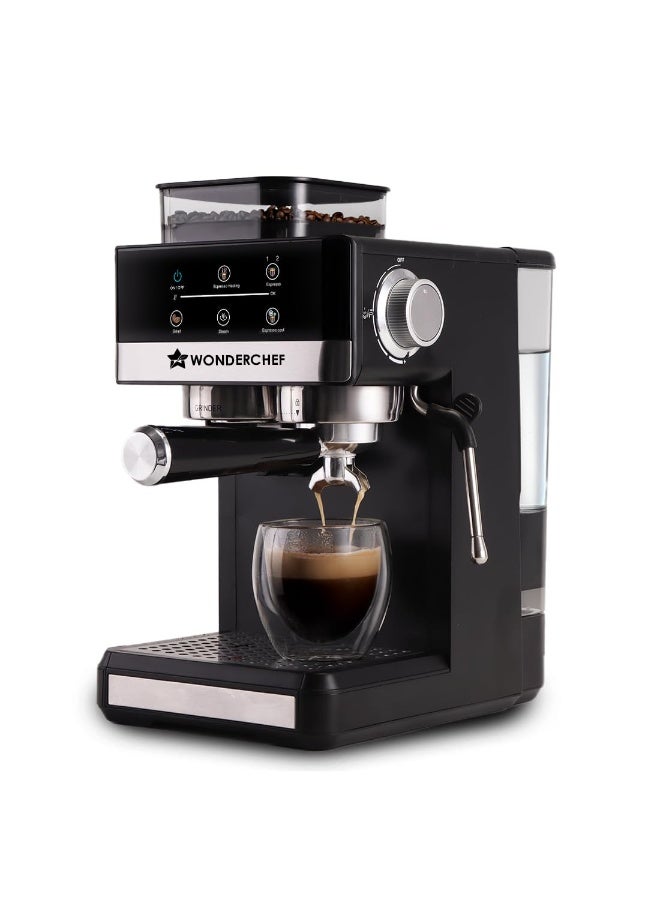 Wonderchef Regalia Espresso Machine & Coffee Grinder, 20-bar Pressure, Café-Style Espresso with Freshly Ground Beans, Hot & Cold Brew, 20 Grinding Options, Perfect Gift, 2-Yr Warranty - Image 1