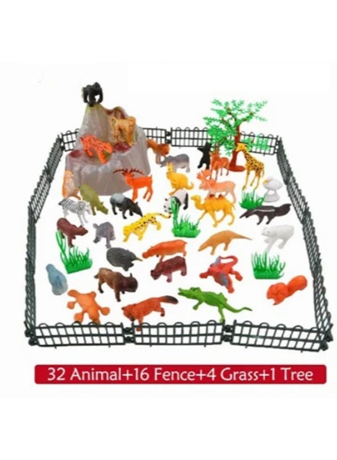 مجموعة ألعاب حيوانات مكونة من 54 قطعة مجموعة ألعاب حيوانات غير سامة وملونة معبأة في دلو - تجربة لعب آمنة وتعليمية وخيالية مناسبة للأطفال من سن 3 سنوات فما فوق. - Image 3