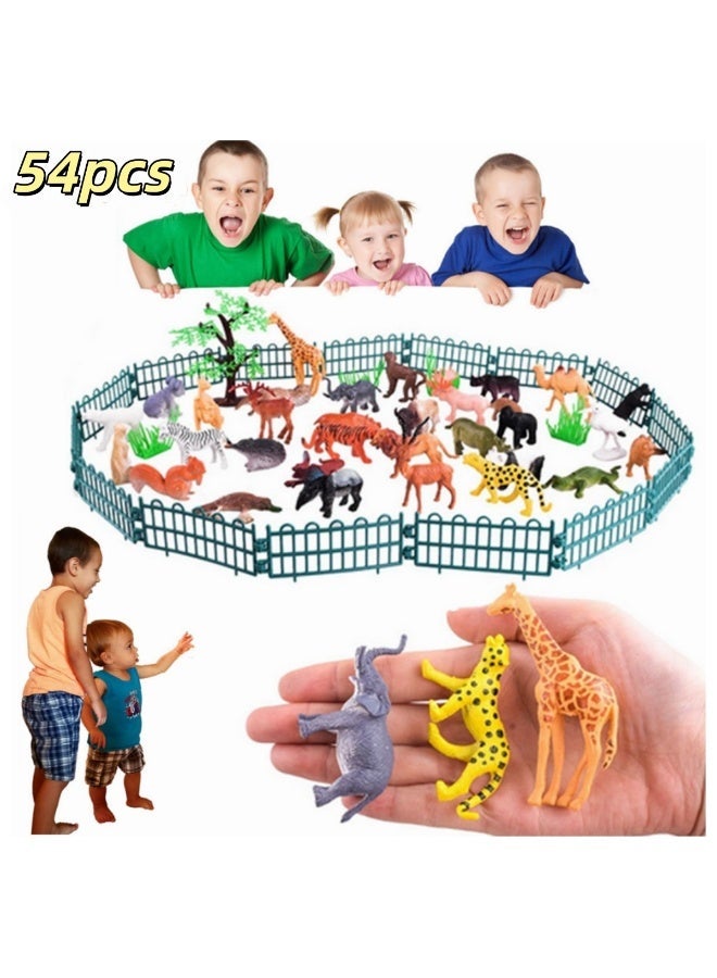 مجموعة ألعاب حيوانات مكونة من 54 قطعة مجموعة ألعاب حيوانات غير سامة وملونة معبأة في دلو - تجربة لعب آمنة وتعليمية وخيالية مناسبة للأطفال من سن 3 سنوات فما فوق. - Image 2