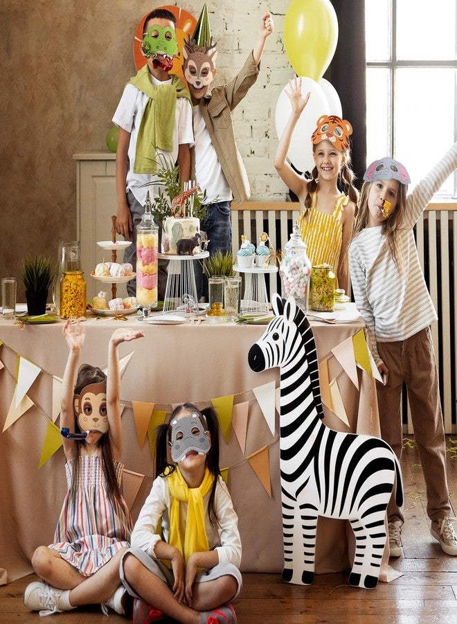 Lemicin 24 PCS Animal Masks for Kids Color Your Own Paper Masks DIY Animal Mask Craft Art Kits for School Classroom Coloring Activities Game Jungle Safari Mask Masquerade Birthday Party Decoration - Image 3