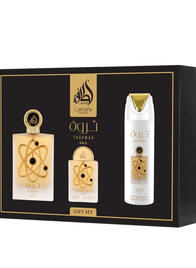 Lattafa Tharwah Gold Gift Set For Unisex