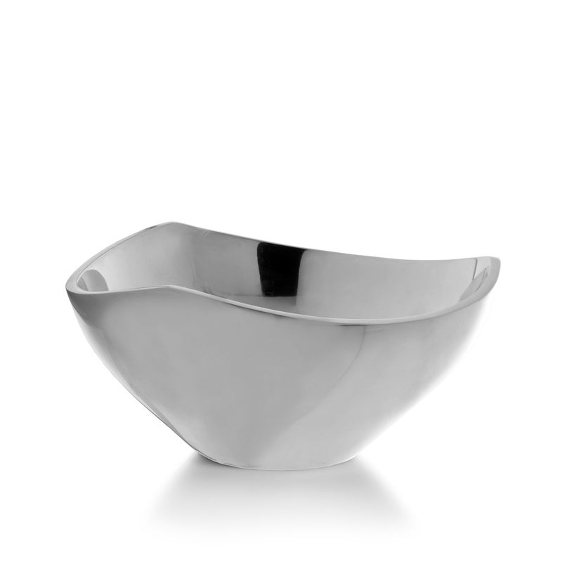 Nambe Nambe TriCorner Salad Bowl  Chilled Serving Dish for Side Dishes Pasta Guacamole  PrepAheadBowl Can Be Heated or Chilled  9Inch  Made of Metal Alloy Silver 