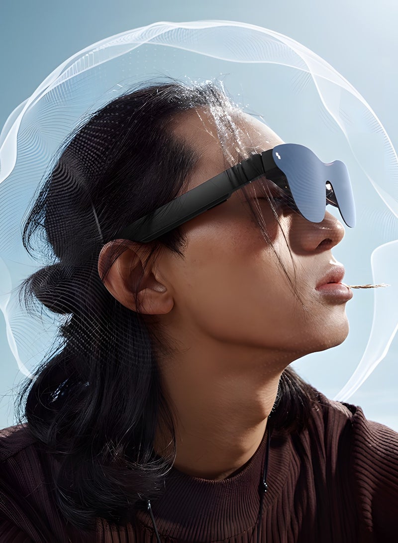 راي نيو رايينيو إير 4 برو - نظارات ذكية للواقع المعزز من الجيل الرابع مع شاشة ميكرو-أولد بدقة HDR10، 1200 نت، شاشة افتراضية 135 بوصة، 120 هرتز، تحويل SDR إلى HDR والبعد الثنائي إلى ثلاثي الأبعاد بالذكاء الاصطناعي، صوت B&O، خفيفة الوزن، شاحن USB-C - Image 2