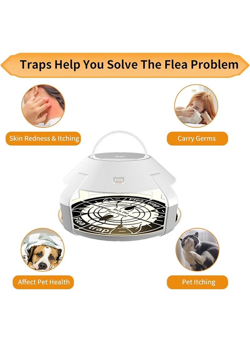 SOLARAE Flea Traps for Inside, 2 Pcs Sticky Dome Flea Trap with 6 Sticky Discs, Odorless Natural Flea Insect Infestation Trap for Kitchen, Living Room, Balcony, Bedroom, Safe for Children and Pets - Image 2