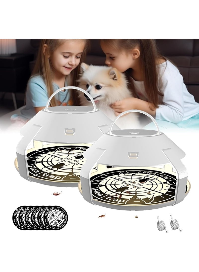 SOLARAE Flea Traps for Inside, 2 Pcs Sticky Dome Flea Trap with 6 Sticky Discs, Odorless Natural Flea Insect Infestation Trap for Kitchen, Living Room, Balcony, Bedroom, Safe for Children and Pets - Image 1