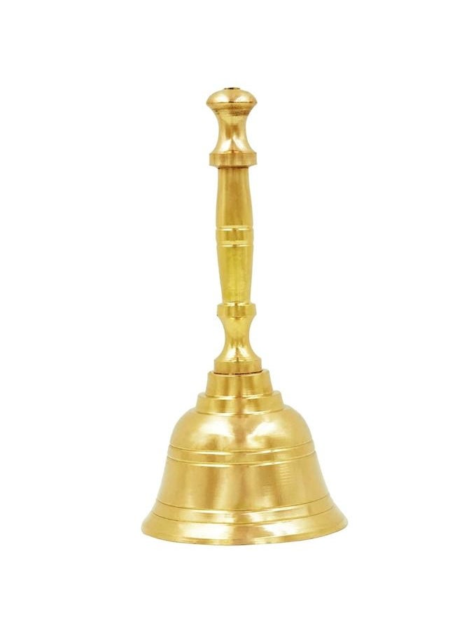 Shubh kart - Shubhkart Solid Brass Ghanti for Pooja | 3.7" Puja Bell for Temple | Hand Held Bell for Events Decoration, Food Line, Alarm, Jingles, Ringing and Service Bell (Medium) - Image 1