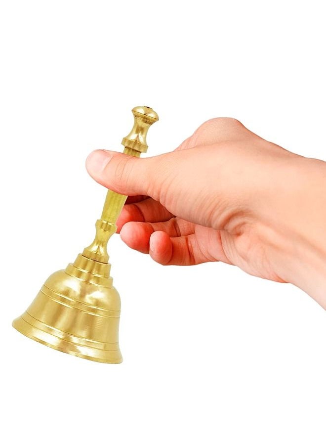 Shubh kart - Shubhkart Solid Brass Ghanti for Pooja | 3.7" Puja Bell for Temple | Hand Held Bell for Events Decoration, Food Line, Alarm, Jingles, Ringing and Service Bell (Medium) - Image 1