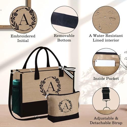 YOOLIFE Birthday Gifts for Women, Gifts for Mom Sister Teacher, Personalized Gift for Women, Friend Teacher Wife Mom Gift, M Initial Tote Bag - Image 5