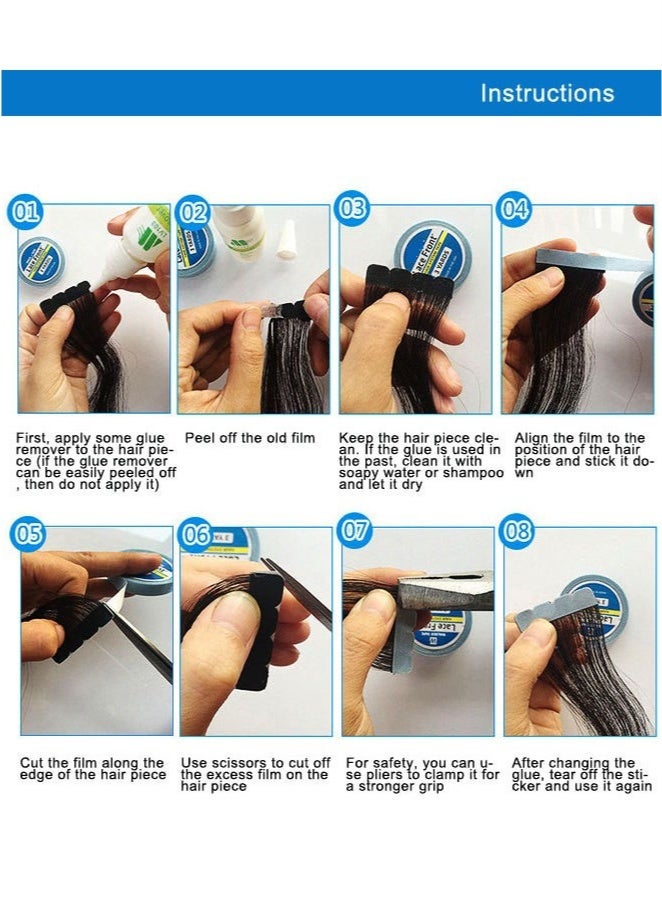 مجموعة شريط لاصق للباروكة (5 قطع) - داعم أمامي - أزرق - 2 × 3 ياردة - Image 3