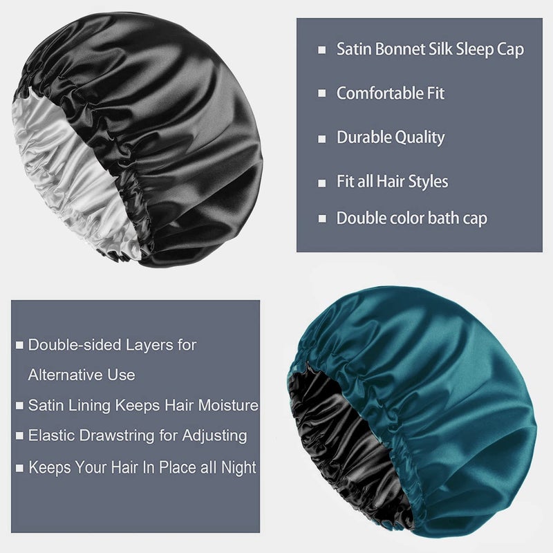Atrube Satin Bonnet Silk Bonnet Hair Bonnet for Sleeping Satin Bonnet for Hair Bonnets for Women Silk Bonnet for Natural Hair Silk bonnet for Hair Multicolour - Image 2