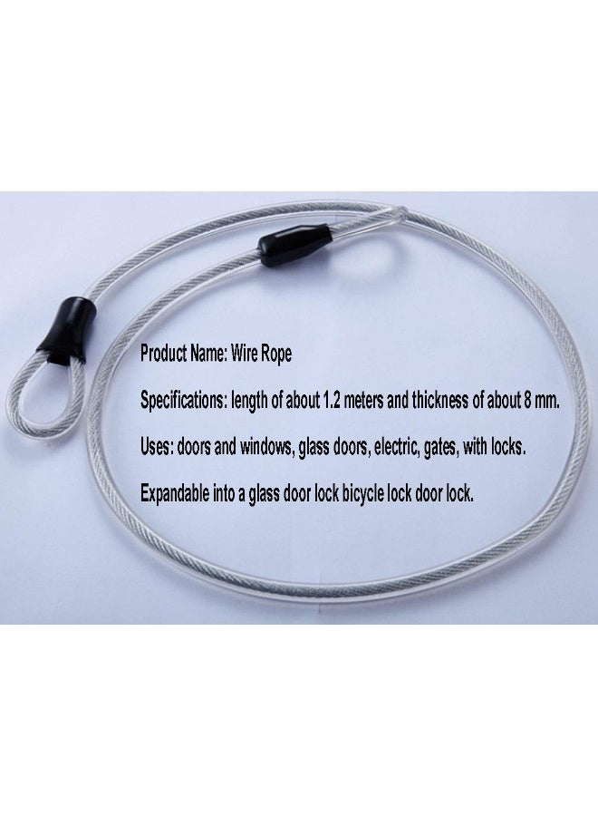 WANLIAN Stainless Steel Safety Cable, Double Loop Braided Steel Cable Flexible Lock Cable Lock 3/8 inch U-Lock, Padlock, Transparent Wire Rope with Ring, Electric Door, Bicycle, Glass Door Lock, Door Handle  - Image 4