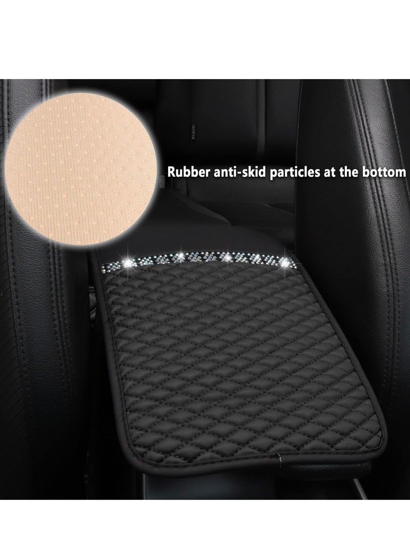 Excefore Leather Car Armrest Box Cover, Car Center Console Slip Waterproof with Colorful Crystal Armrest Seat Pad for Most Car, suvs, trucks - Image 5