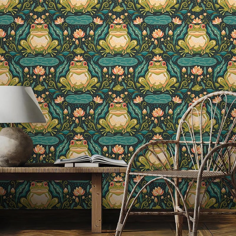 REDAMANCY Vintage Dark Green Damask Forg Animal Peel and Stick Wallpaper Stick on Contact Paper Vintage Wall Paper Easy Peel Off for nightstand Drawer Cabinet Renter - Image 3