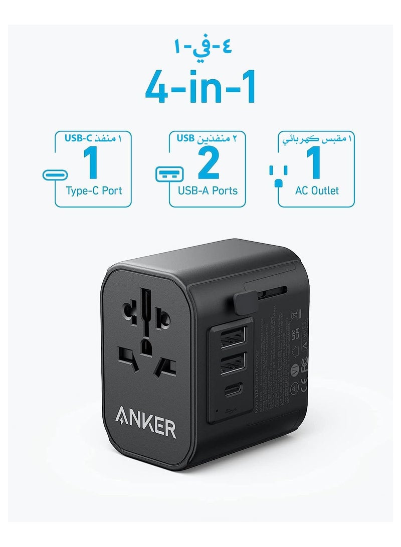 Anker PowerExtend 30W, Wall Charger with Travel Plug, 1-Ports USB-C, 2-Ports USB-A, Wall Plug, 312 Outlet Extender, Black - Image 4