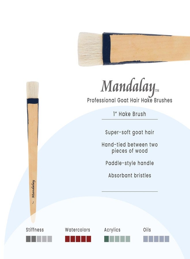 كرييتف مارك فرشاة كرييتيف مارك ماندالاي الاحترافية المصنوعة من شعر الماعز - فرشاة طلاء بعرض 1 بوصة بمقبض مسطح للفنانين المحترفين - شعيرات طبيعية ناعمة مثالية لتقنية سومي-إي وغسل الألوان - Image 2