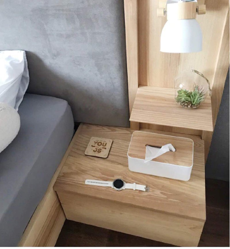 VEDHAK Square Shape Wooden Cover Plastic Tissue Box Holder, Elegant Paper Napkin Dispenser and Organizer for Car, Home, Living Room, Office, and Hotel Décor, Stylish and Durable Tissue Holder Case. - Image 5