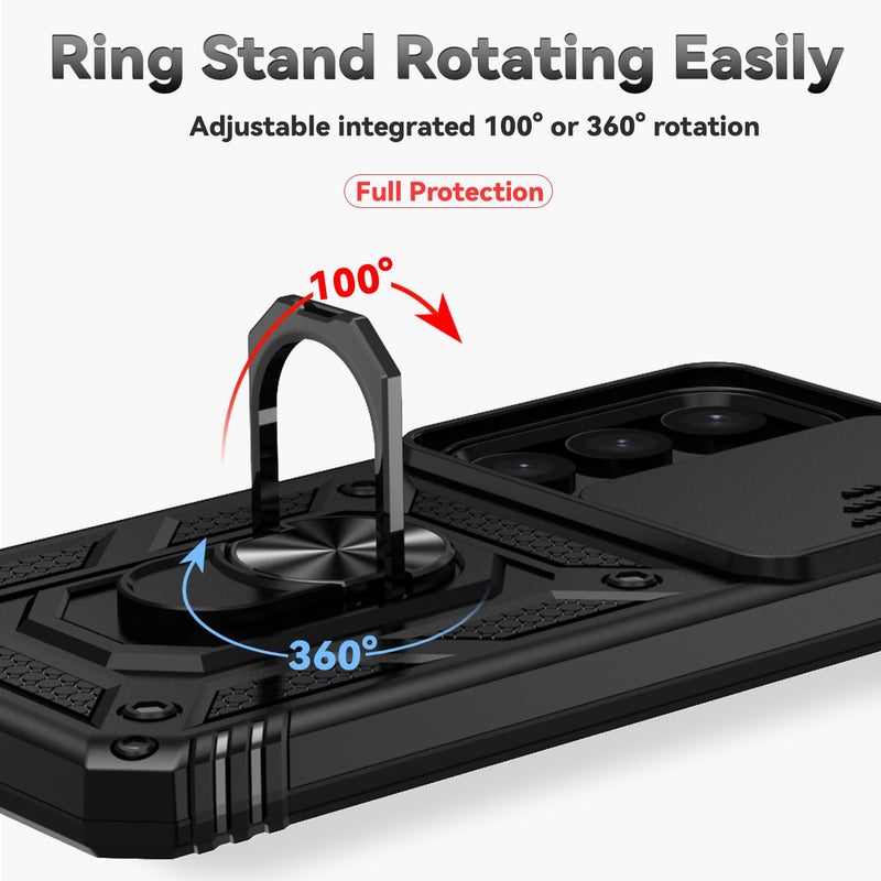 PUSHIMEI for Samsung Galaxy S25 Plus Case with Slide Camera Cover HD Screen Protector [Military Grade Drop Tested] Magnetic Ring Holder Kickstand Protective Phone Case for Samsung Galaxy S25+ Plus 2025, Black - Image 5