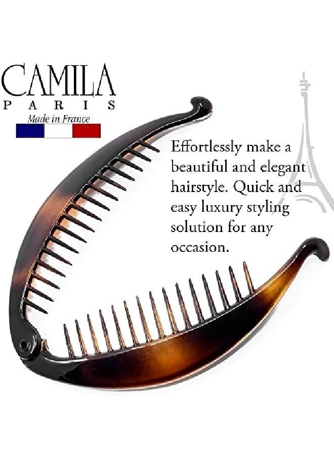 CAMILA - Paris Mp78 French Small Banana Clip Hair Comb Flexible Banana Clips Hair For Thin Hair Ponytail Holder Interlocking Banana Hair Clips Styling Hair Banana Clips For Women Made In France - Image 1