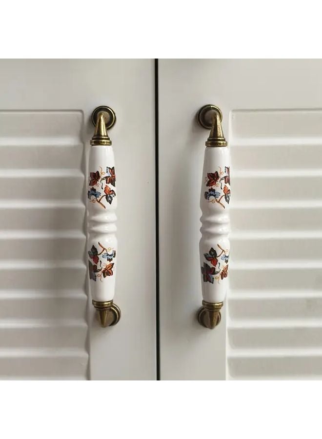 2Pcs Brown Floral Ceramic Cabinet Handles Antique Bronze Finish 128mm Rustic Drawer Pulls - Image 3