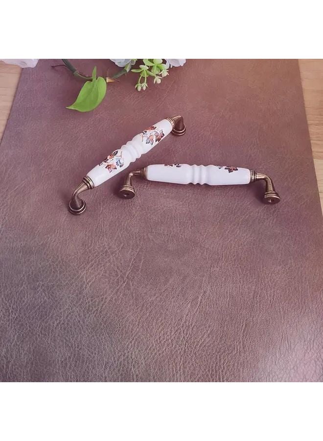 2Pcs Brown Floral Ceramic Cabinet Handles Antique Bronze Finish 128mm Rustic Drawer Pulls - Image 5