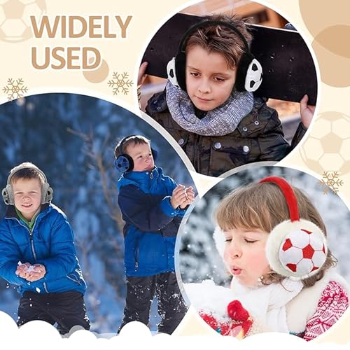 RR DESIGN Kids Winter Earmuffs, Soft Fleece, Warm, Stylish Soccer Design -Color option available (Red & Black) - Image 3