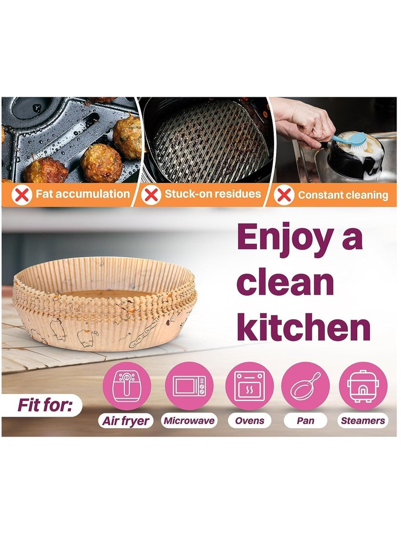 أوزيغالور 100 قطعة من بطانات الزبدة للقلاية الهوائية - ورق خَبز غير لاصق يمكن التخلص منه، ورق دائري للخبز من الدرجة الغذائية (20 سم/7.9 بوصة) - Image 5