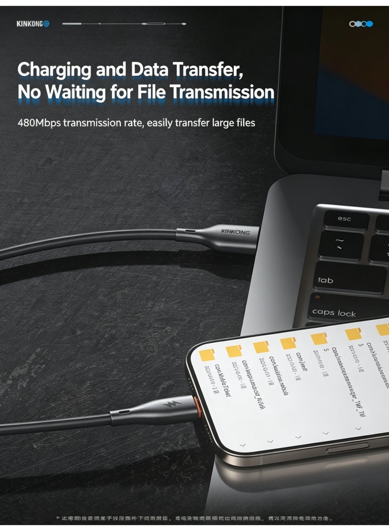 WEKOME 27W PD Fast Charging Cable 1M, PVC Thickened Cord 480Mbps Data Transfer Type-C to L，Compatible with mainstream devices, supports fast charging for various devices - Image 4
