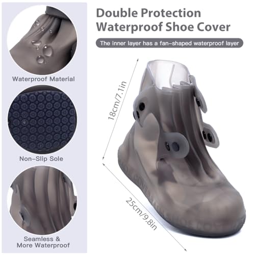 PALAY® Silicone Shoe Covers for Kids,Men,Women with Double-Breasted Anti-Slip and Waterproof Shoe Cover TPE Sole Wear-resistant and Reusable Shoes Cover for Rainy Season (for Size 10.5-11.5) - Image 2