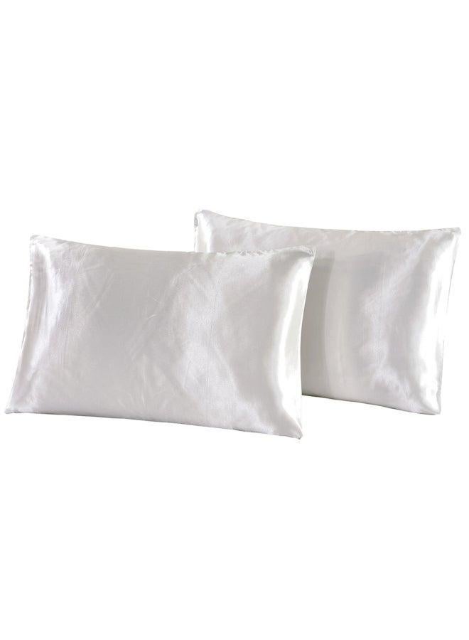 2-Piece Simple Solid Standard Bedroom Pillow Case Silk Black 51x66cm - Image 3