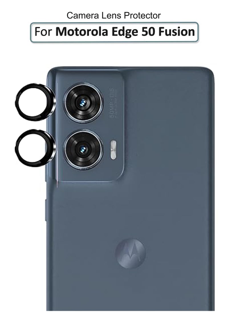 Camera Cover for Motorola Edge 50 Fusion - Ring Camera Lens Protector, Scratch-Resistant HD Clarity Ultra-Thin 9H Tempered Glass with Alloy Metal & Best Camera Protection - Black - Image 1
