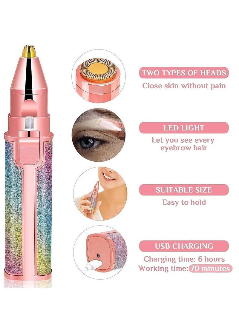Rechargeable Eyebrow Trimmer & Facial Hair Remover, 2 in 1 Painless Eyebrow Razor Facial Hair Remover, Eyebrow Lips Nose Body Hair Removal Razor For Women - Image 5
