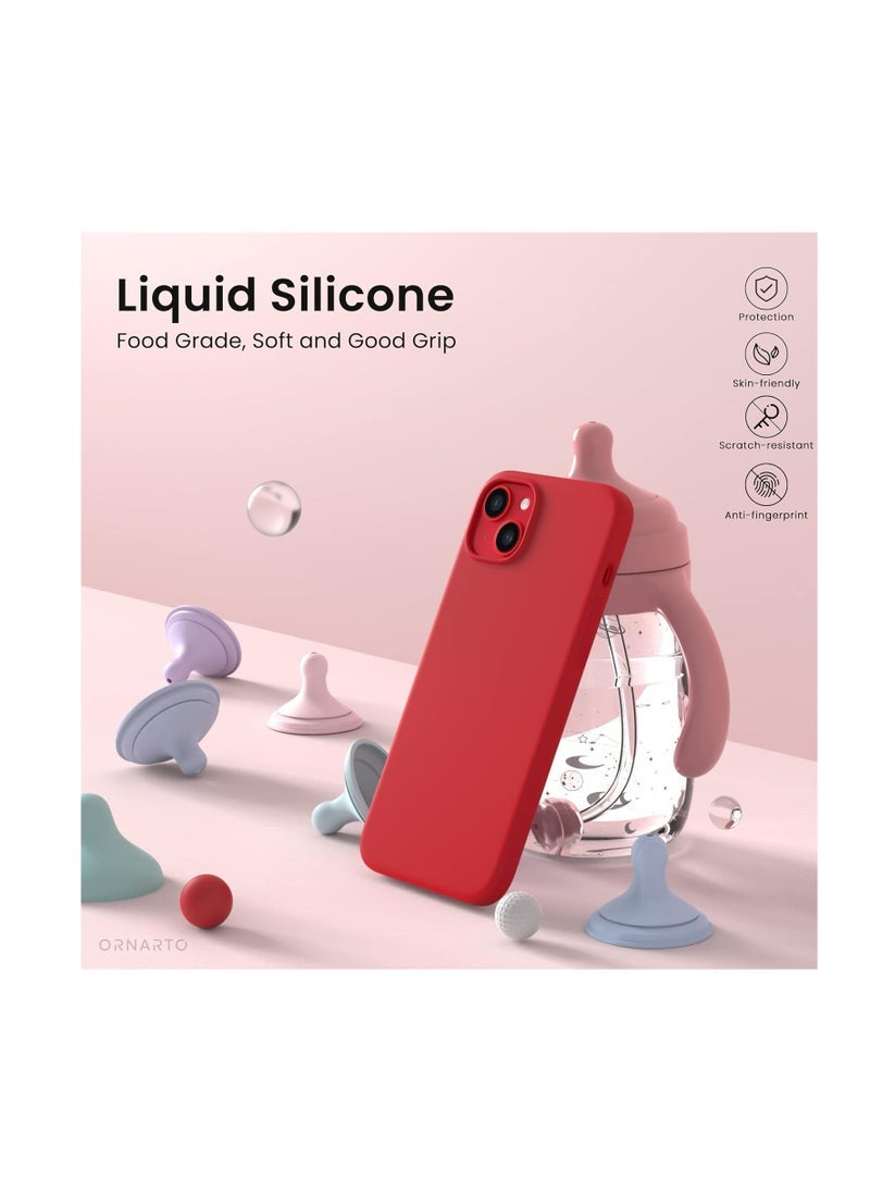ten.tech Compatible with iPhone 15 Case, Liquid Silicone Case, Full Body Protective Cover, Shockproof, Slim Phone Case, Anti-Scratch Soft Microfiber Lining - Red - Image 3