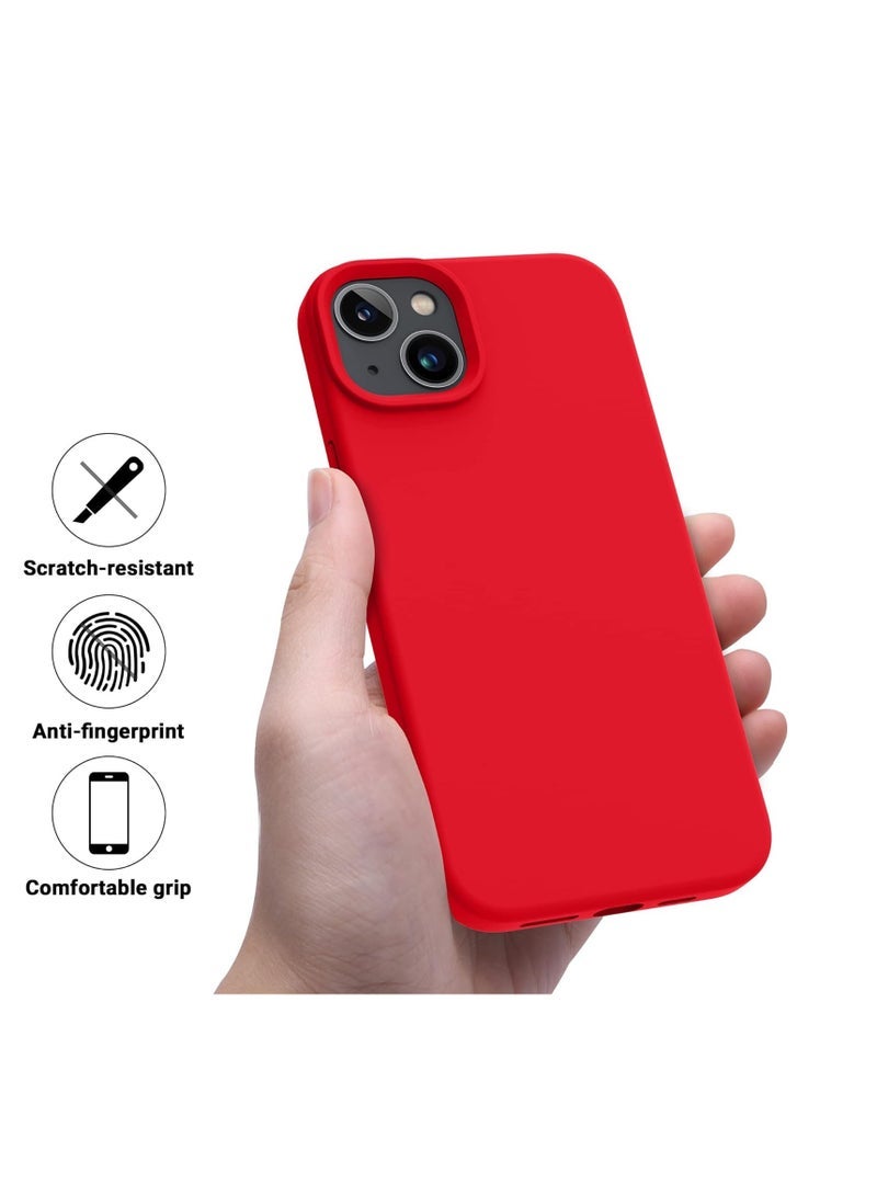 ten.tech Compatible with iPhone 15 Case, Liquid Silicone Case, Full Body Protective Cover, Shockproof, Slim Phone Case, Anti-Scratch Soft Microfiber Lining - Red - Image 4