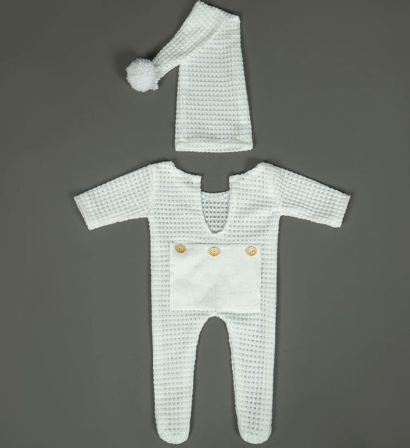 Vedory Fashion Newborn Boys Girls Baby Photo Shoot Props Outfits Crochet Clothes Long Tail Hat Pants Photography Props (milk white) - Image 4