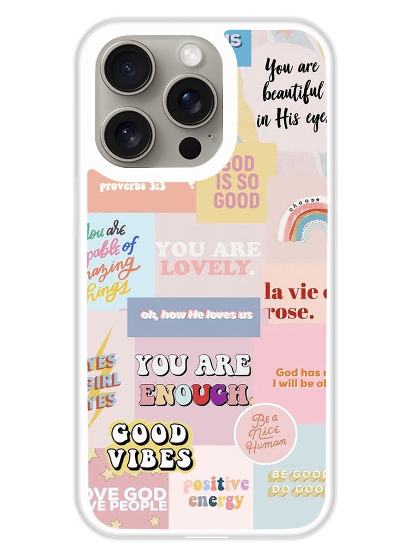 Theodor Protective Case Cover For APPLE IPHONE 15 Pro Collage (White Bumper) - Image 1